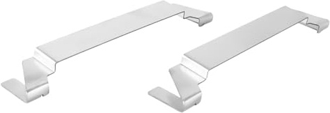 Ausi 2 soportes de espátula para plancha de acero inoxidable con abrazadera para montaje en el borde, soporte para herramientas de parrilla para planchas de superficie plana, color plateado