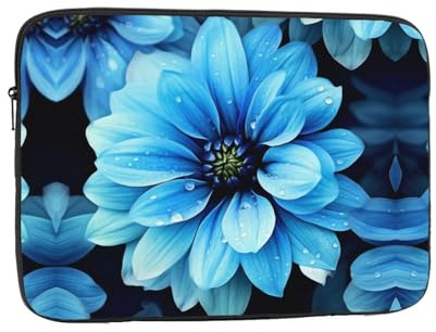 17 tum laptopfodral blå blommor laptopfodral datorväska vattentålig datorväska bärfodral kompatibel för män kvinnor