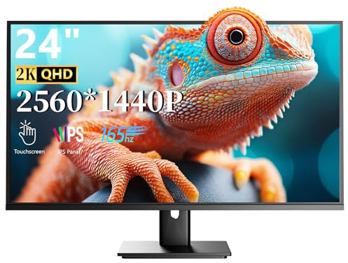 Pisichen 24 inch Touch Screen Gaming Monitor 165Hz QHD 2K 2560x1440P Computer Monitor 2Ms FreeSync HDR 110% HDMI DP Ports Eye Care Frameless VESA Mount