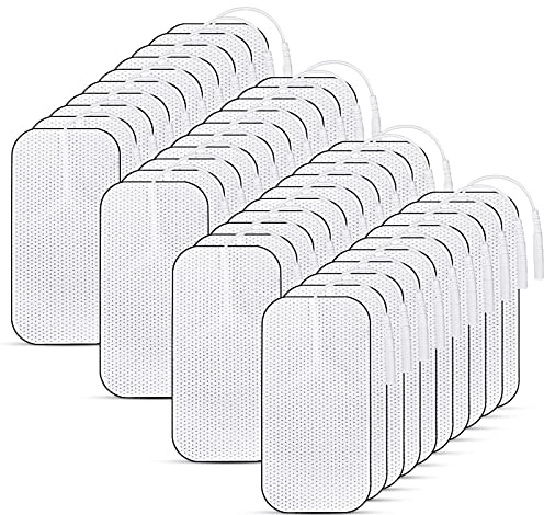 Tens Elektroden Pads, 40 Stück Selbstklebende Elektroden für Tens Gerät, 40 x 80 mm Wiederverwendbare Elektroden mit 2 mm Steckanschluss, Kompatibel mit TENS-Geräten und EMS-Trainer