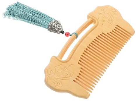 VOSAREA Handmade Boxwood Hair Comb with Ruyi Lock Carving Fine Tooth Scalp Massager for Men Women