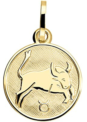 My Gold Damen Kinder Anhänger Sternzeichen Gold 333 (Ohne Kette) Echtes Gelbgold (8 Karat) Ø 12mm Mini Rund Tierkreiszeichen Zodiac round