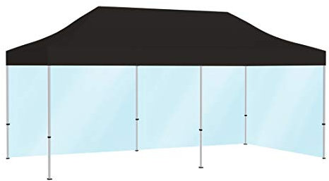 Vispronet® Profi Faltpavillon Basic 3x6 m ✓ mit 2 Vollwänden Transparent ✓ Dach Schwarz ✓ Ersch. Größen & Farben ✓ Scherengittersystem