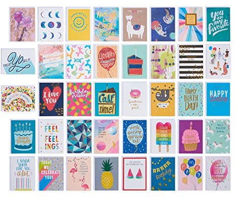 American Greetings Deluxe Birthday Card Assortment, Bright & Cheerful (40-Count)