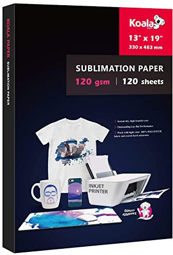 Koala Sublimation Paper 13x19 Inch 120gsm 120 Sheets, Apply for personalize Tumbler, Light Colored T-shirts and Other Sublimation Blanks, ONLY Compatible with Sublimation Ink