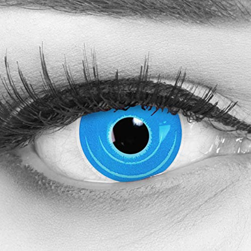 Farbige Blaue Kontaktlinsen 1 Paar Anime Blue Circle Lenses Heroes Of Cosplay Stark Deckend. Monatlinsen für Kostüme, Halloween, Fasching, Karneval mit gratis Linsenbehälter - Ohne Stärke