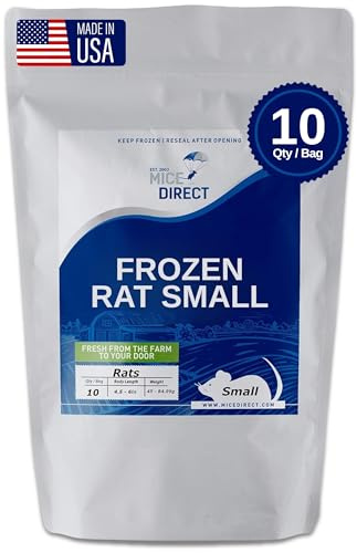 MiceDirect 10 Frozen Rat Small Feeders Snake Food for Adult Ball Pythons and Red Tail Boas Lizards Monitors (4.5-6 in)(450 Grams)(Unflavoring)