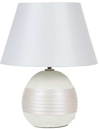 Beliani Klassische Tischlampe Keramik cremeweiß 37 cm Sado