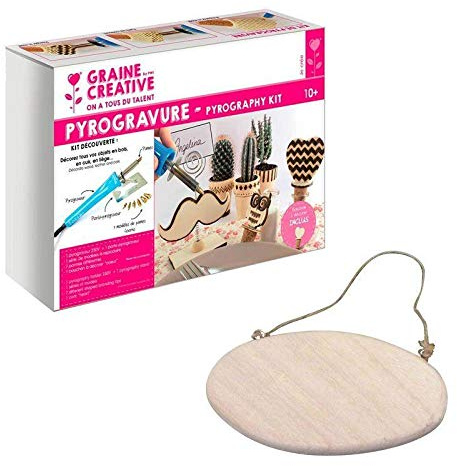 GRAINE CREATIVE Coffret pyrogravure + Plaque de Porte Ovale à décorer