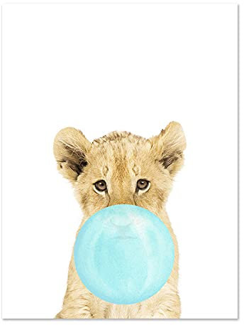 LCSLDW Leinwanddruck Tier Leinwand Poster Kinderzimmer Wandkunst Druck Malerei Kinder Bild Nordische Kinder Baby Zimmer Dekoration Kinder Familie Freunde, Wie Gezeigt, 60X80Cm Ohne Rahm