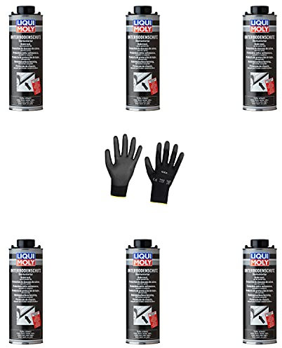 Iloda 6xOriginal Liqui Moly 1l Unterbodenschutz schwarz 6114 Schutzhandschuhe