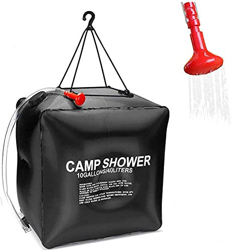 GEBIN Solardusche Outdoor, 40L Campingdusche Solar Wassersack Heizung Camping Dusche Tasche Mit Duschkopf, Gartendusche Pooldusche Warmwasser Shower, Outdoor Camping
