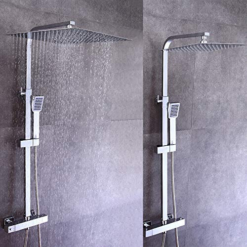 Pommeau de douche thermostatique double 30 cm avec douchette