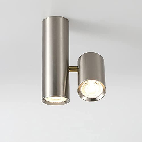 ZGHD LED Double Ceiling Spots Light, Modern Rotatable Wall Spotlights GU10 LED 3000K Indoor Ceiling Lighting for Lounge Living Room Kitchen Bedroom, 10W,Silver