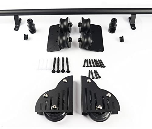 HJYDAQ Schiebetür Kit Scheunentor Hardware Schiebetürbeschlag Set Bibliotheksleiter-Hardware-Kit Schiebetürsystem Laufschiene Zubehörteil (Keine Leiter) - Für Schränke (Size : 400cm Gleisbausatz)