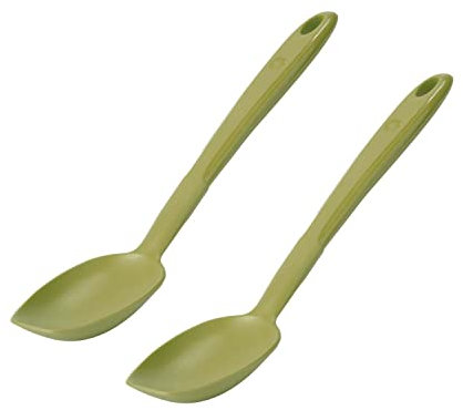 Kochblume Soßenlöffel S 2er Set | Premium-Silikon & BPA frei| Hitzbeständig | Spülmaschinenfest | 25,5cm | Farbe:olive
