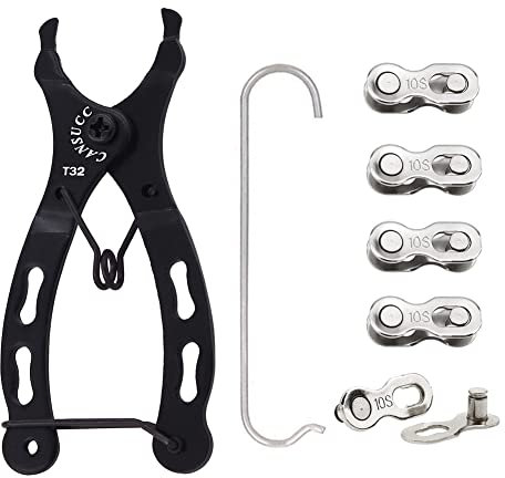 Saipor Bicycle Chain Repair Tool Kit, Bike Link Plier with 5 Pairs Quick Link Bicycle Chain Joint Connector Reusable MTB Magic Buckle Missing Link for 10 Speed Chain