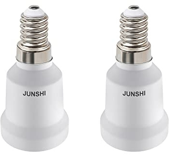 JUNSHI Paquete de 2 adaptadores E14 a E27 convertidor de enchufe de lámpara de potencia máxima de 200 W, Resistente al calor hasta 150 ℃, Resistente al fuego