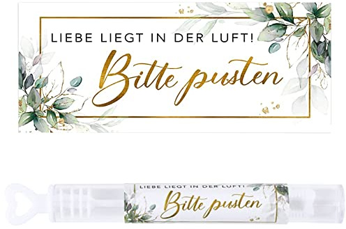 100 Stück Aufkleber für Hochzeit Seifenblasen, Liebe liegt in der Luft! Bitte pusten, Wasserdicht Seifenblasen Hochzeit Aufkleber, Selbstklebend Seifenblasenaufkleber, Seifenblasens Sticker