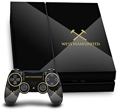 Head Case Designs Officially Licensed West Ham United FC Black & Gold Art Vinyl Sticker Gaming Skin Decal Cover Compatible With Sony PlayStation 4 PS4 Console and DualShock 4 Controller Bundle