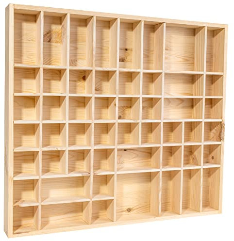 Creative Deco Setzkasten Holz Sammelbox Holztablett 51 Fächer | 52 x 46 x 5 cm | Bemalen Holz Sortierung Speicherregal Box Drucker Vitrine | Perfekt für Decoupage, Lagerung, Dekoration, als Sortierbox
