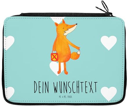 Mr. & Mrs. Panda Personalisierte Federmappe Fuchs Laterne - Geschenke, Optimistisch, Positiv, mit Namen, PersonalisierteS Federmäppchen, Stifterolle, Füchse, Sankt Martin