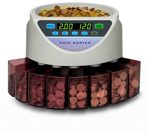BEITZ BS-9001 | Automatischer Münzzähler & Münzsortierer für EUR | Geldzählmaschine für Kleingeld | Zählt & Sortiert Münzen nach Wert | Elektronischer Münzautomat | Münzzählmaschine mit 8 Münzfächer