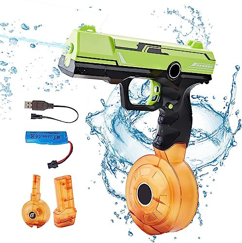 Elektrische Wasserpistole Kinder Erwachsene, 434+58ml Große Kapazität Wasserpistole, Max Range 32ft Wasserpistole Elektrisch,Wasserspritzpistole, Wasser Pistole Elektronische (grün-450ml)