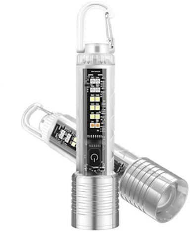 POCKETMAN Taschenlampe wiederaufladbare LED Taschenlampe 8-Mode 30W Hochleistungs-Taschenlampe UV-Erkennungslicht, Warnleuchte, Außenbeleuchtung, Abenteuer (ein Paket)