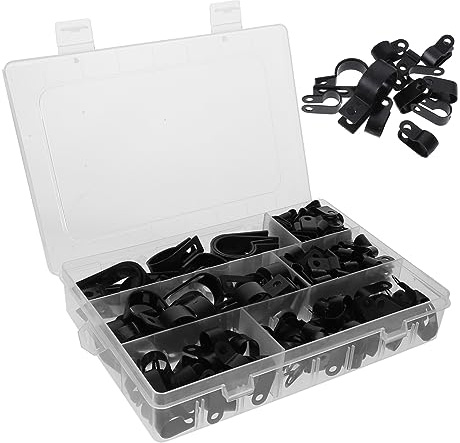 ULTECHNOVO 200stücke Kabelklemmen Aus Schwarzem Nylon Robuste Drahtschutzclips Für Vielseitige Anwendungen Im Haushalt Büro Und Industrie Praktische Aufbewahrungsbox Inklusive Langlebig