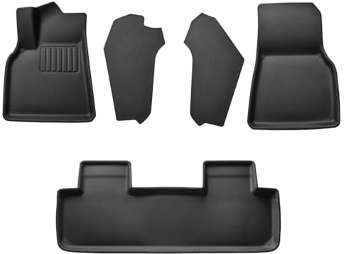 Spigen Tesla Model Y WeatherBloc Golvmattor Komplett Set, Vattentäta och Halkfria Innermattor för alla Väder, Halkfria XPE Gummimattor, Golv- och Skyddsmattor för Model Y