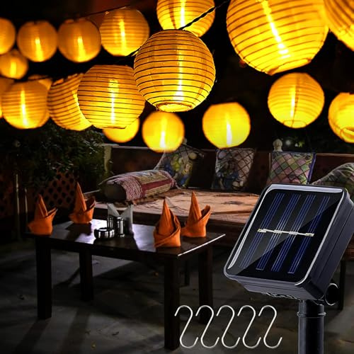 HEDMON Lanterne Solari da Esterno,6,5 m 30 Lanterne Solari Giardino 8 Modalità IP65 Impermeabile Luci Giardino Illuminazione Solare Catena Luminosa Esterno Solare Luci Stringa Lanterne Solare