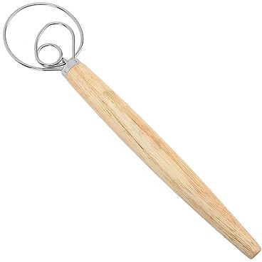 aqxreight Batidor de Masa danés en Acero Inoxidable con ergonómico, Incluye raspador para porcionar y transferir Masa, fácil Limpiar Duradero