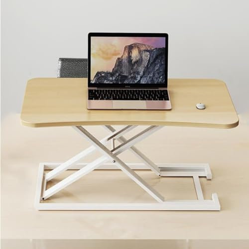 Verstellbarer Stehpult-Konverter, tragbarer Sitz-Ständer, Arbeitsplatz für Heimbüro, ergonomischer Tisch-Computerständer (beige)