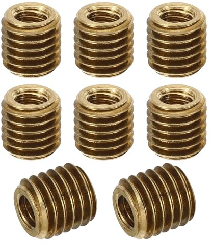 PATIKIL 8 Stück Gewindeeinsatz M10 auf M6 x 10mm, EinschraubmutteM10 M6 Messing Gewindehülse, Adapter für Schraubverbindungen, gewindeadapter m10 auf m6 Adapter Reparatur, Gold