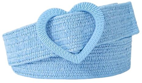 Kabelife Damen Elastischer Stoffgürtel Geflochtener Stretchgürtel Dehnbarer Gürtel Flechtgürtel Stretchgürtel Liebesschnalle Dekorative Accessoires(Blau)