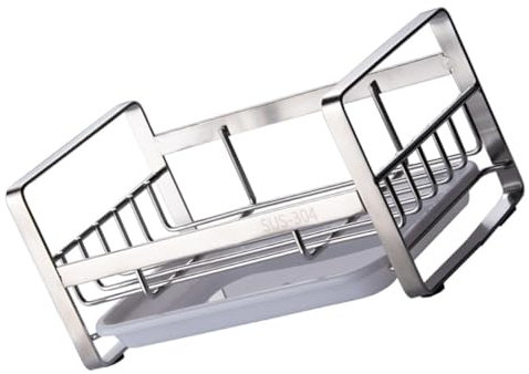 Alipis Stainless Steel Kitchen Sink Storage Rack Sink Drainer Rack Sponge Holder Organiser for Kitchen Utensils