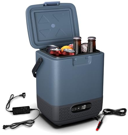 Klarstein SwiftFrost 12L Kompressor Kühlbox mit Gefrierfach – tragbare elektrische Kühlbox, LED-Anzeige, Dual Power (12 V/230 V), –20 °C bis 20 °C, ECO- und MAX-Modus, ideal für Camping und Auto