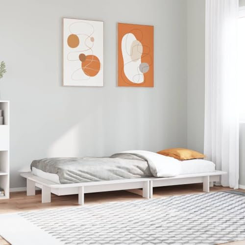 Juroupi Massivholzbett ohne Matratze Weiß 100x200 cm Holz Bett Massivholzbett Bed Frame Bettgestell Bett Holz Kiefernholz - 850666
