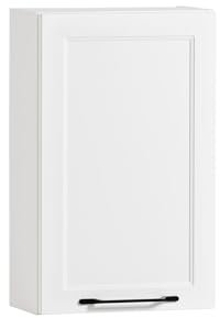 möbelando Hängeschrank >Lyon< Korpus in weiß, hochwertige MDF Front in matt-weiß im Landhausstil, Schwarze Design-Griffe, 1 Tür mit gedämpften Scharnieren und 2 Einlegeböden 40x64x20 cm (BxHxT)
