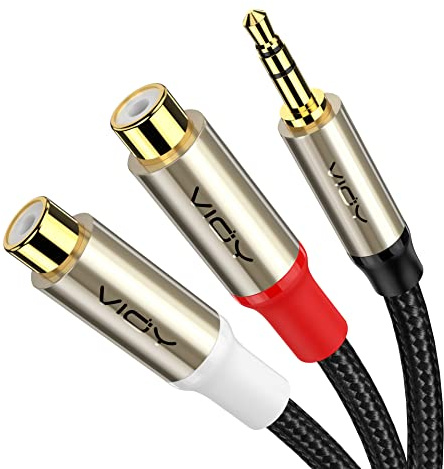 VIOY Bi-Directional 3.5mm TRS Male to 2RCA Female Braided Audio Y Cable