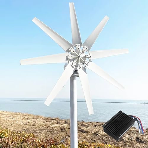 Generador De Energía Eólica 4000W,Profesional Y Preciso Microturbina Eólica Con 8 Aspas Y Controlador,Aerogenerador Para Barcos,Terrazas,Cabañas O Viviendas,48V