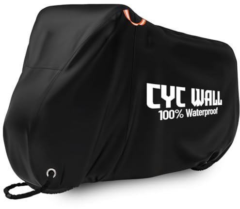 CYCWALL Outdoor Bike Cover for 1-2 Bikes - Heavy Duty 600D Oxford Tear Resistant and Windproof, Waterproof Bike Covers for Outside Storage, Stationary Bicycle Cover Comes with Carry Bag