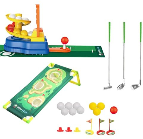 Luwecf Ensemble D'entraînement Au Golf pour Enfants avec Des Bâtons et Des Balles pour Un Jeu Actif à La Maison Ou à L'extérieur de 3 à 5 Ans, Style B