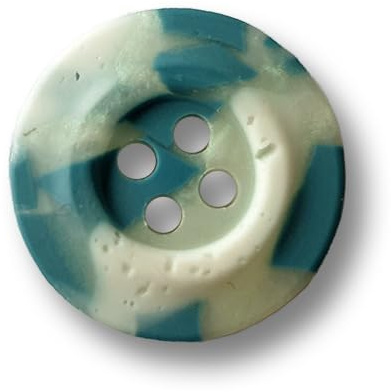 10 lustige sommerlich farbenfrohe Kunststoffknöpfe in verschiedenen Farben, jeder ein Unikat/Ø: ca. 15mm, Farbe: petrol-weiß