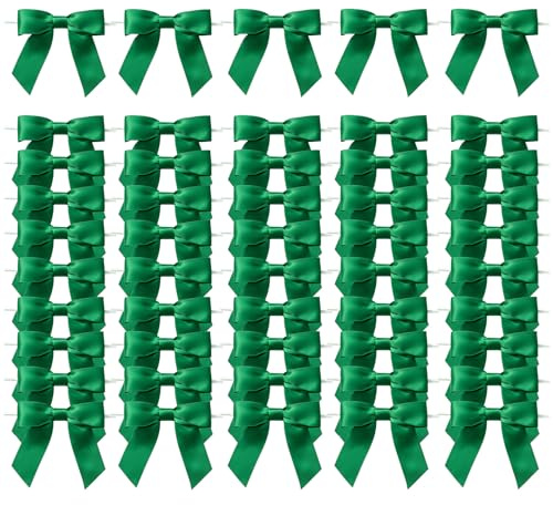 MORSUNBELA Schleifen Grün Deko Geschenkschleifen Hochzeit Geschenk Schleife für Geburtstag Weihnachten Kommunion,Dunkelgrüne,50 Stück