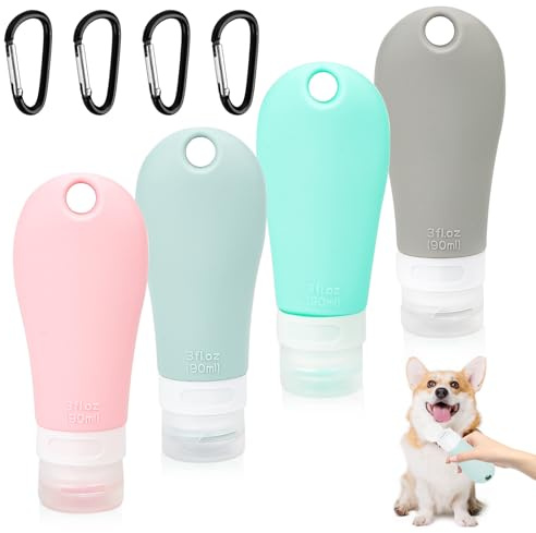 4 tubos de comida para perros, tubo de alimento para rellenar perros 90 ml, salchicha hígado, tubo de silicona para viajes, con Karabine, tubos rellenables para perros, entrenamiento de perros como