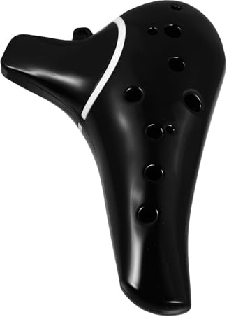 Cabilock Ocarina in Ceramica C Contralto 12 Fori Portatile per Principianti Bocca Lunga, Strumento Musicale Didattico Facile da Suonare per Studenti e Appassionati di Musica, Colore Nero