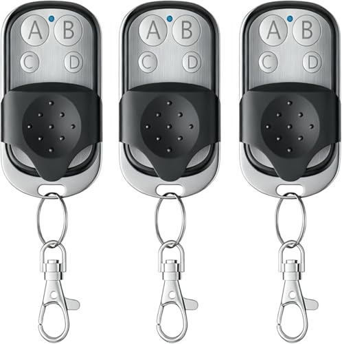 Lot de 3 télécommandes universelles pour porte de garage - 433 MHz - Télécommande avec 4 boutons pour ouvre-porte de garage, portails roulants, portes, interrupteur