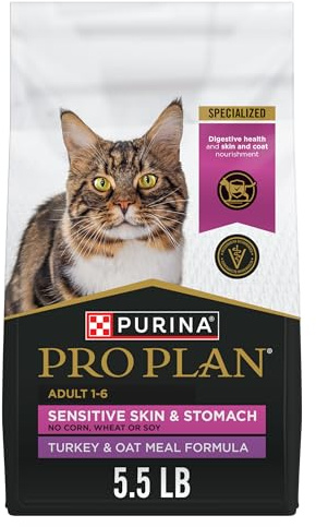 Purina Pro Plan Sensitive Skin and Stomach Dry Cat Food Turkey and Oat Meal Formula - 5.5 lb. Bag